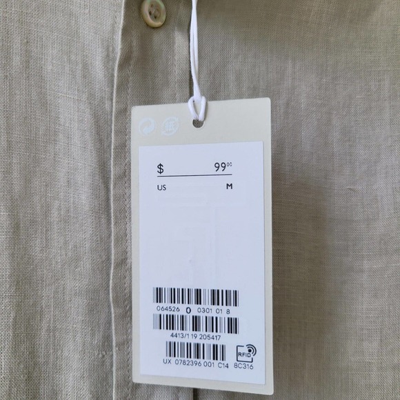 COS Men's Size Medium Hemp L/S Button-Down Shirt NEW - Picture 3 of 5